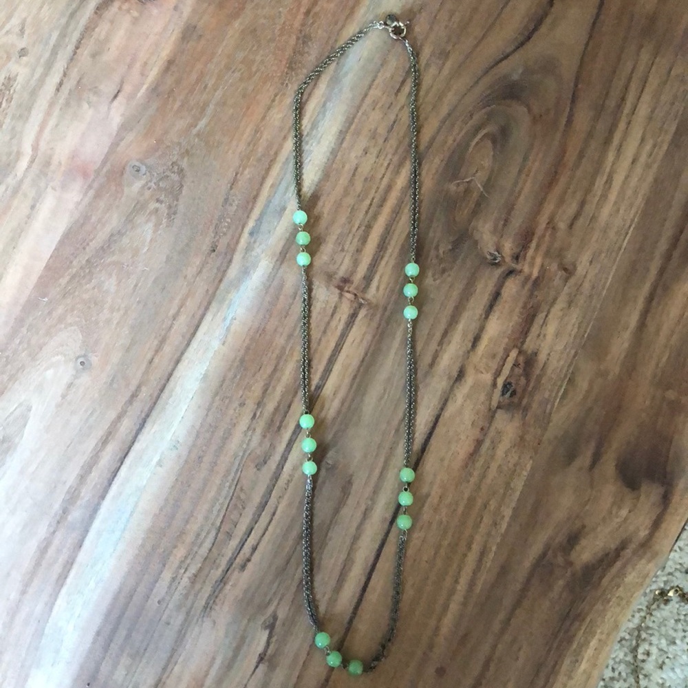 J. Crew Green Bead Layering Necklace